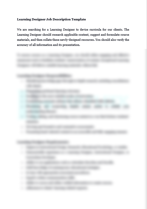 Learning Designer Job HRFLEEK