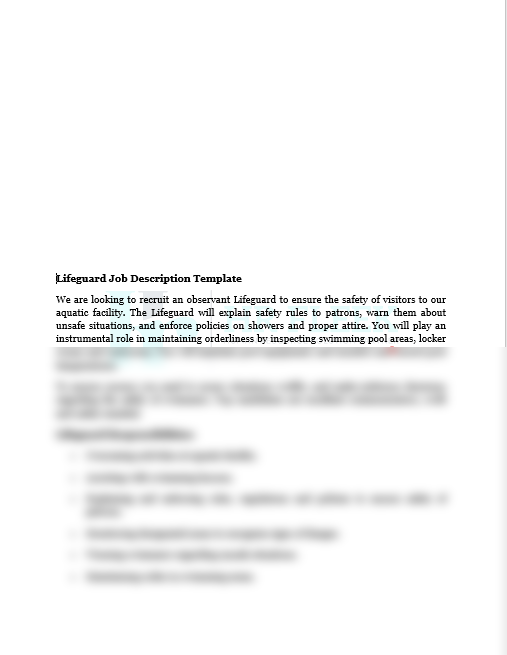 Lifeguard Job Description HRFLEEK